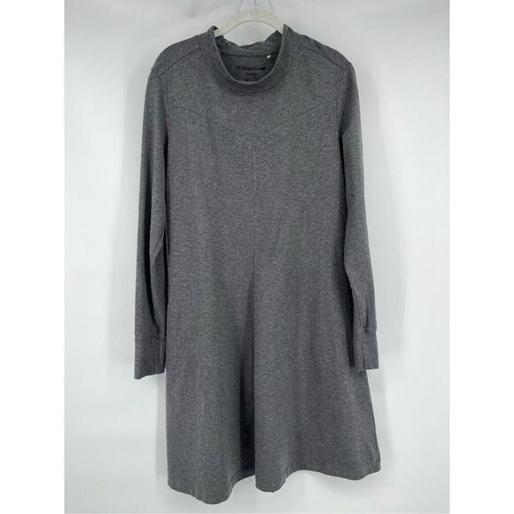 Toad & Co Organic Cotton Grey Long Sleeve Fernview Dress W Pocket Size Large EUC - Picture 1 of 12